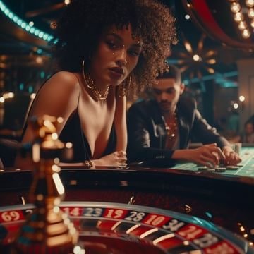 Meja poker online di saldo123 dengan kartu dan chip di layar